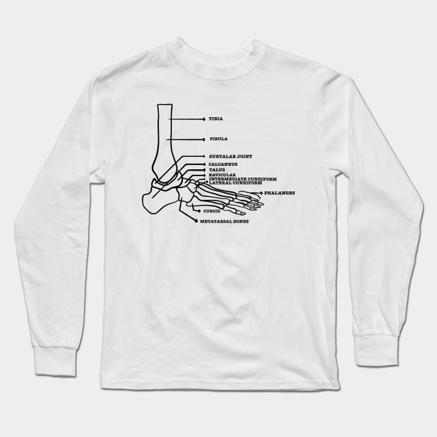 Foot anatomy skeletal system Long Sleeve T-Shirt by Mermaidssparkle